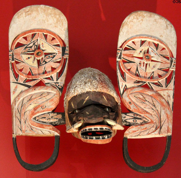 Carved mask from northern New Ireland Polynesia at Five Continents Museum. Munich, Germany.