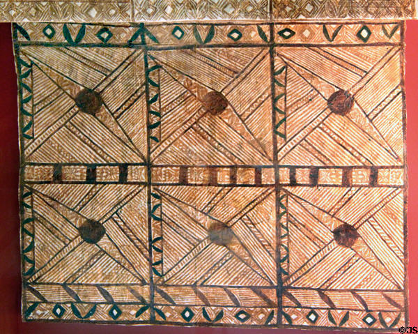 Printed bark cloth from Samoa Polynesia at Five Continents Museum. Munich, Germany.