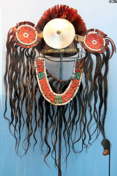 War headdress (prior 1911) of Tangkhul-Naga people of Assam on Indo-Burma border at Five Continents Museum. Munich, Germany.