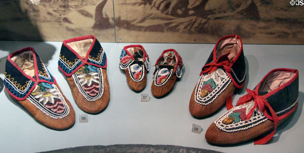 Beaded native Moccasins (19thC) from Canada & North Dakota at Five Continents Museum. Munich, Germany.