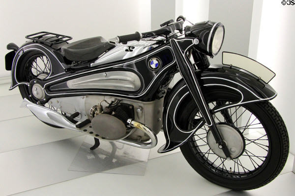 BMW R7 prototype Art Deco motorcycle (1934) at BMW Museum. Munich, Germany.