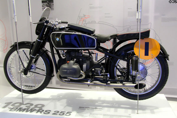 BMW RS255 motorcycle (1938-49) at BMW Museum. Munich, Germany.