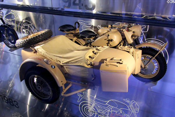 BMW R75 military motorcycle with sidecar (1943) at BMW Museum. Munich, Germany.