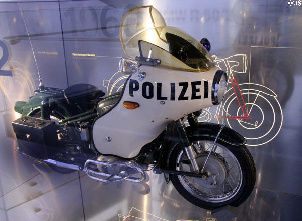 BMW R607 police motorcycle (1960) at BMW Museum. Munich, Germany.
