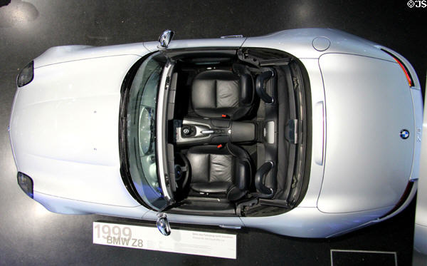 View from above of BMW Z8 roadster (1999) at BMW Museum. Munich, Germany.