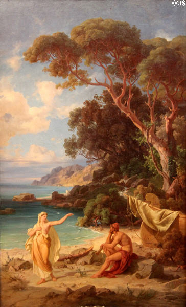 Odysseus says Goodbye to Calypso painting (1864) by Friedrich Preller d.Ä at Schackgalerie. Munich, Germany.