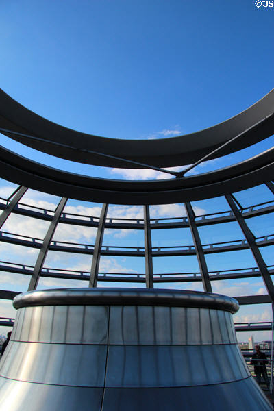 Upper opening of German Bundestag dome. Berlin, Germany.