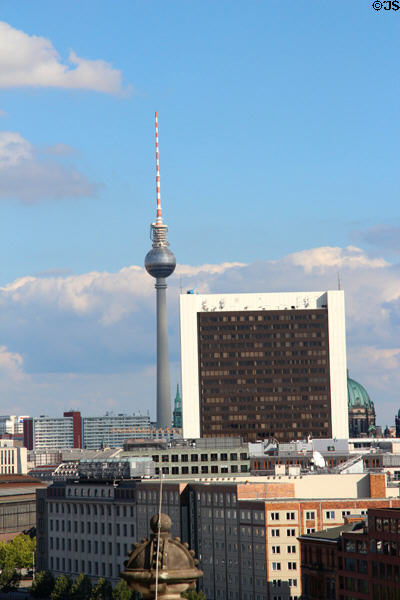 TV tower & Internationales Handelszentrum (white framed highrise) from top of German Bundestag. Berlin, Germany.