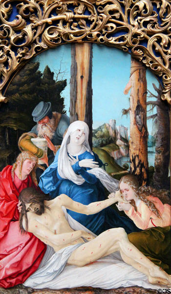 Lamentation of Christ painting (c1516) by Hans Baldung Grien at Berlin Gemaldegalerie. Berlin, Germany.
