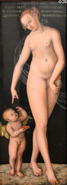 Venus & Amor as a honey thief painting (after 1537) by Lucas Cranach the Elder at Berlin Gemaldegalerie. Berlin, Germany.