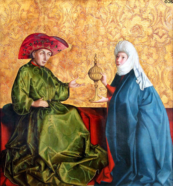 King Solomon & Queen of Sheba painting (c1435-7) by Konrad Witz from Neckar at Berlin Gemaldegalerie. Berlin, Germany.