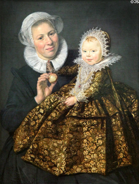 Catharina Hooft with her nurse portrait (1619-21) by Frans Hals at Berlin Gemaldegalerie. Berlin, Germany.