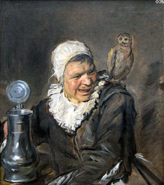 Portrait of Malle Babbe with owl (1633-5) by Frans Hals at Berlin Gemaldegalerie. Berlin, Germany.
