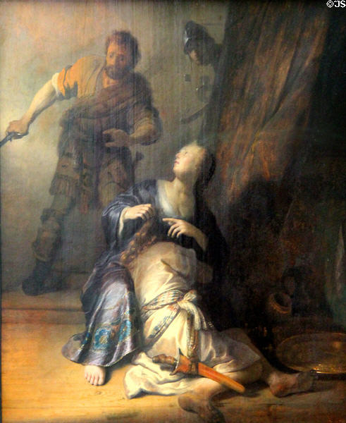 Samson & Delilah painting (1628-9) by Rembrandt van Rijn at Berlin Gemaldegalerie. Berlin, Germany.