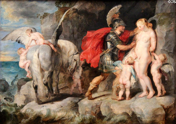 Perseus frees Andromeda painting (1620-22) by Peter Paul Rubens at Berlin Gemaldegalerie. Berlin, Germany.