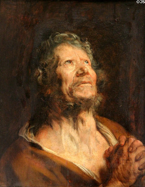 Apostle with praying hands painting (c1618) by Anthony van Dyck at Berlin Gemaldegalerie. Berlin, Germany.