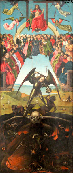 Last Judgment painting (1452) by Petrus Christus at Berlin Gemaldegalerie. Berlin, Germany.