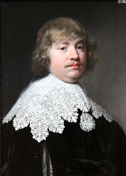 Portrait of Reynier Pauw van Nieuwerkerk with lace collar painting (1633) by Jan Anthonisz van Ravesteyn at Berlin Gemaldegalerie. Berlin, Germany.
