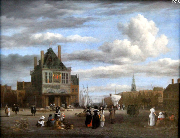 Damplatz in Amsterdam painting (1675-80) by Jacob van Ruysdael at Berlin Gemaldegalerie. Berlin, Germany.