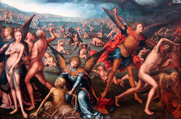 Detail of Last Judgment triptych painting (c1520-25) by Jean Bellegambe from Douai at Berlin Gemaldegalerie. Berlin, Germany.
