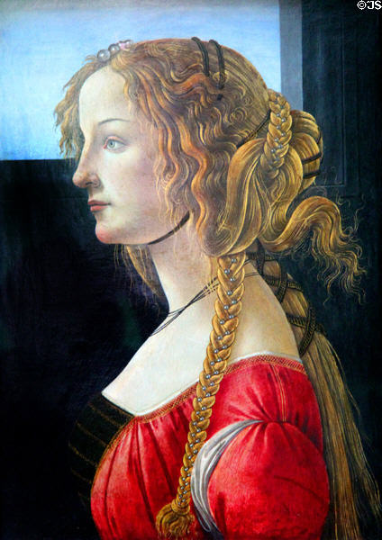 Profile portrait of young woman (c1460-5) by Sandro Botticelli at Berlin Gemaldegalerie. Berlin, Germany.