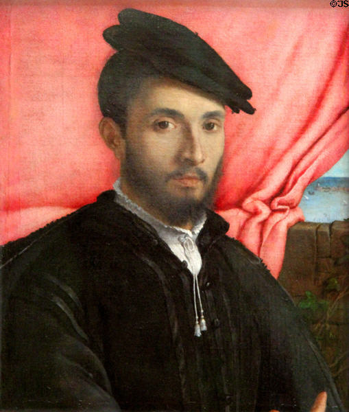 Portrait of a young man (c1526) by Lorenzo Lotto at Berlin Gemaldegalerie. Berlin, Germany.
