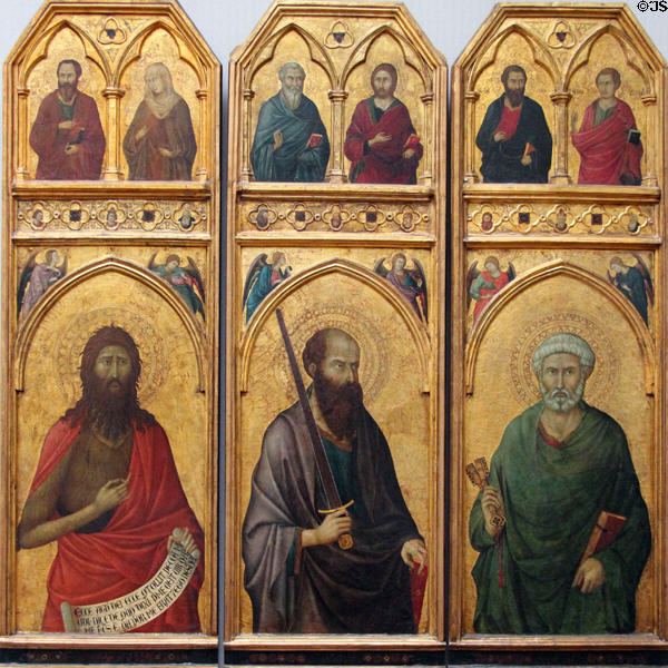 Part of Altar of St Croce of Florence painting (c1325-35) by Ugolino di Nerio at Berlin Gemaldegalerie. Berlin, Germany.