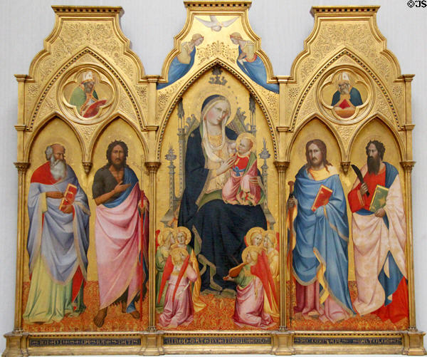 Triptych painting (1388) by Agnolo Gaddi at Berlin Gemaldegalerie. Berlin, Germany.