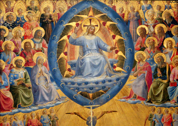 Detail of Last Judgment painting (early 15thC) by Fra Angelico at Berlin Gemaldegalerie. Berlin, Germany.