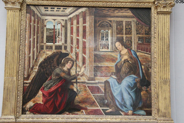 Annunciation painting (15thC) by Piero del Pollaiuolo at Berlin Gemaldegalerie. Berlin, Germany.