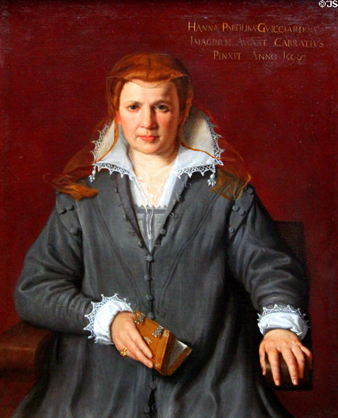 Portrait of Anna Parolini Guicciardini (1598) by Agostino Carracci at Berlin Gemaldegalerie. Berlin, Germany.