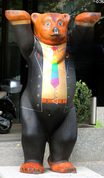 Berlin sidewalk bear dressed in business suit. Berlin, Germany.