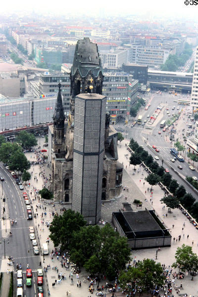 Kaiser-Wilhelm Memorial Church seen from to of Europa Centre. Berlin, Germany.