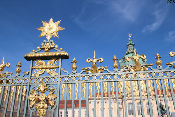 Detail of gilded fence at Charlottenberg Palace. Berlin, Germany.