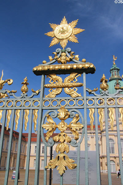 Detail of gilded fence at Charlottenberg Palace. Berlin, Germany.