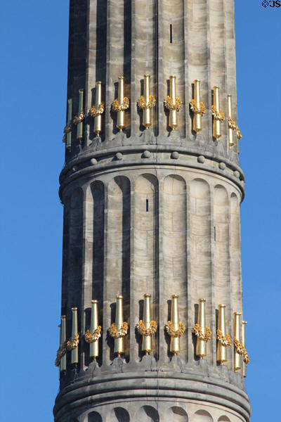 Column details with gilded canons at Victory Column. Berlin, Germany.