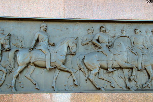Victorious Germans returning to Berlin by Albert Wolff detail of north bronze panel on Victory Column. Berlin, Germany.