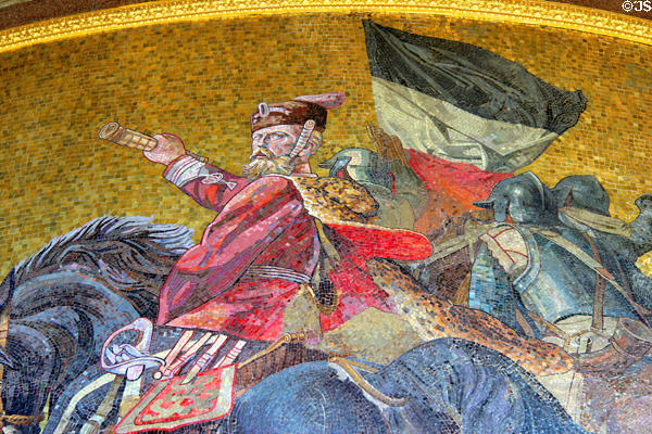 Historic figure detail of Unification of Prussian Reich mosaic by Anton von Werner at Victory Column. Berlin, Germany.