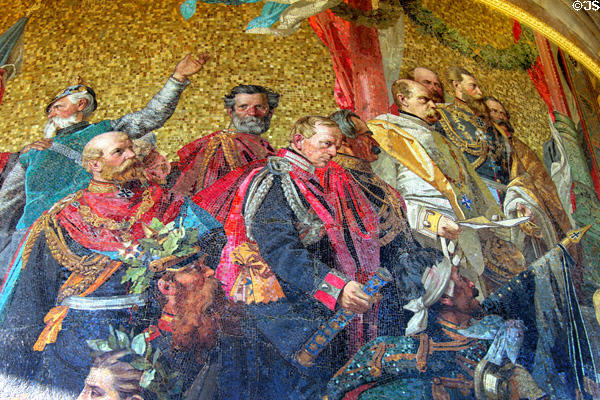 German rulers uniting after Franco-Prussian War victory detail of Unification of Prussian Reich mosaic by Anton von Werner at Victory Column. Berlin, Germany.