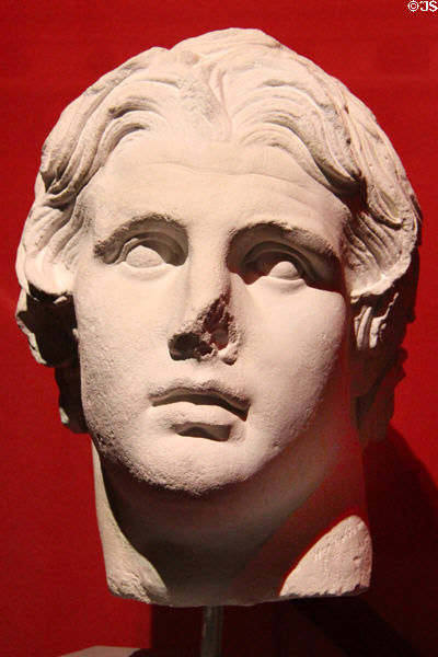 Portrait head of Alexander the Great (1900 cast of c200 BCE original) from Pergamon at Pergamon Museum. Berlin, Germany.