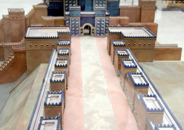 Model of Processional Way of Babylon during Reign of King Nebuchadnezzar II (604-562 BCE) at Pergamon Museum. Berlin, Germany.