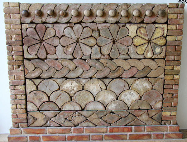 Part of altar made of shaped enameled bricks (c800 BCE) from Guzana (Tell Halaf) in Syria at Pergamon Museum. Berlin, Germany.
