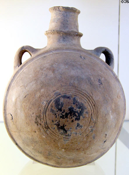 Ceramic pilgrim flask (1stC BCE - 2ndC CE) at Pergamon Museum. Berlin, Germany.