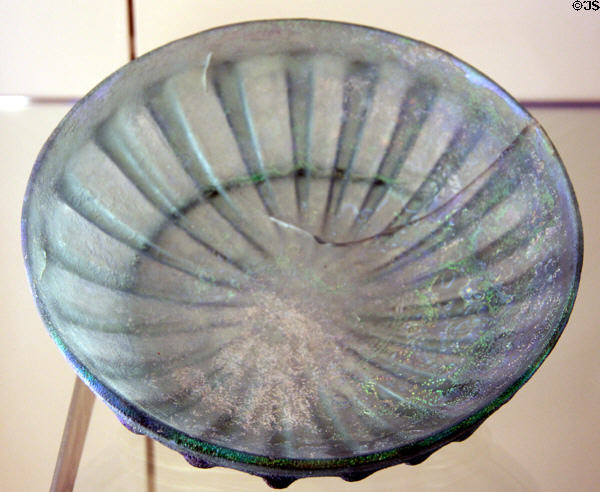 Roman-style ribbed glass bowl (1stC BCE - 1stC CE) at Pergamon Museum. Berlin, Germany.