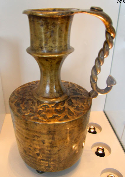 Cast bronze water can on three leg (8thC) from Iran at Pergamon Museum. Berlin, Germany.
