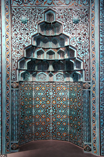 Ceramic tiled prayer niche (3rd quarter 13thC) from Beyhekim Mosque, Turkey at Pergamon Museum. Berlin, Germany.