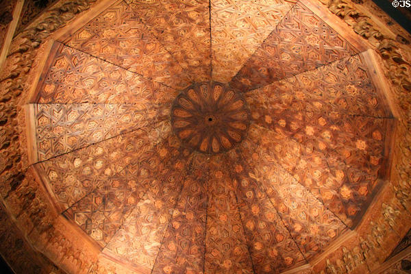 Domed ceiling with geometric Islamic pattern (early 14thC) from Alhambra Palace. Granada, Spain at Pergamon Museum. Berlin, Germany.