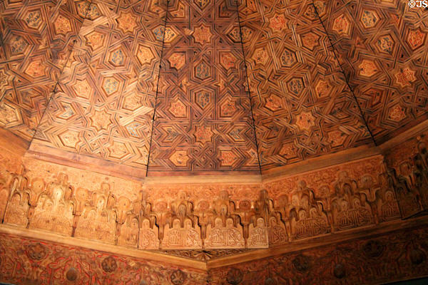 Detail of domed ceiling with geometric Islamic pattern (early 14thC) from Alhambra Palace. Granada, Spain at Pergamon Museum. Berlin, Germany.