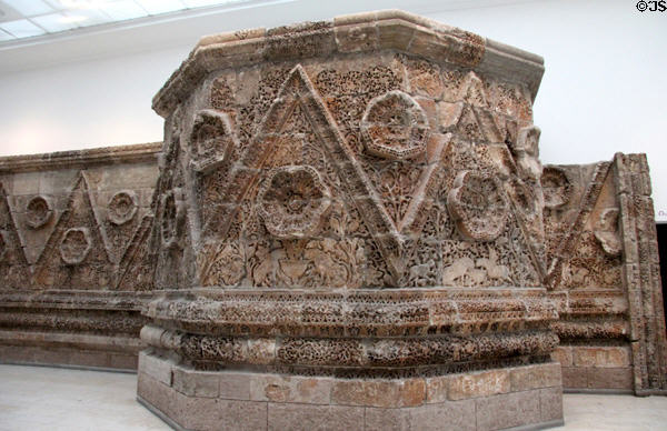 Facade of caliph's desert palace in Mschatta (743-4) (near Amman, Jordan) at Pergamon Museum. Berlin, Germany.