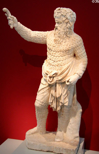 Actor as Papposilenus marble sculpture (100 AD after 4thC BCE original) from Rome at Altes Museum. Berlin, Germany.